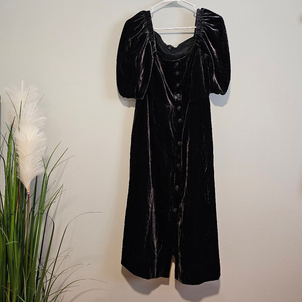 Black Velvet J. Crew Puff-Sleeve Cocktail Dress, 8